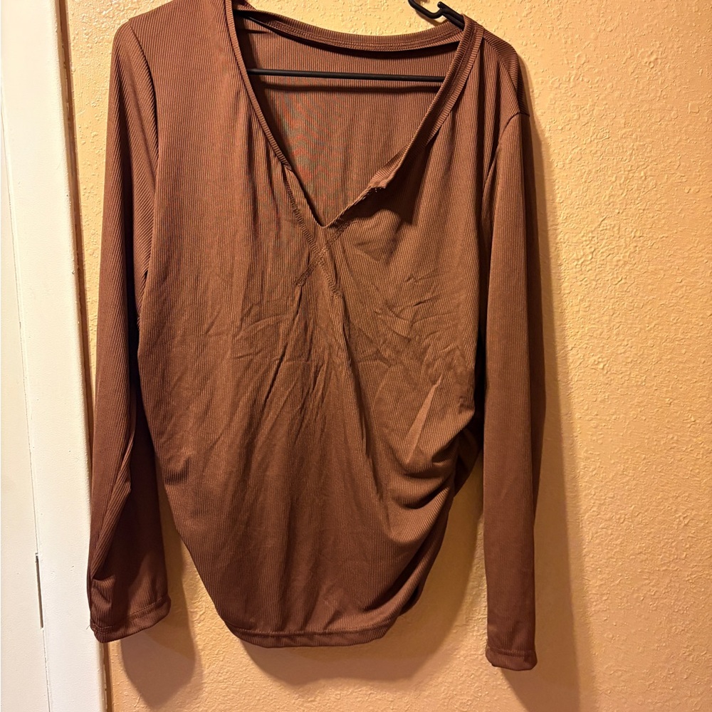 SHEIN Chestnut Long Sleeve Top